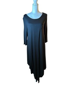 Soft Surroundings Alexandra Black Asymmetrical Shark Hem Scoop Neck Dress 🆕